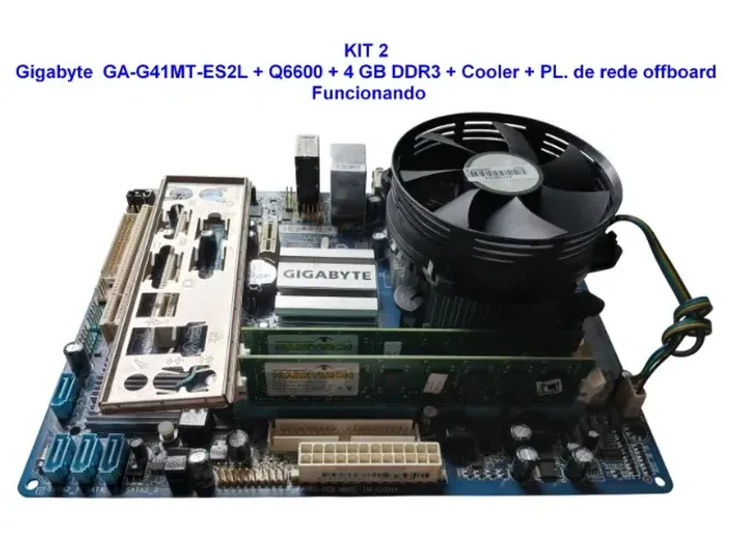 KIT 2 - Gigabyte  GA-G41MT-ES2L + Q6600 + 4 GB DDR3 + Cooler + PL. de rede offboard - Func