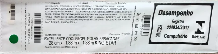Colchão kingstar Excellence coolergel molas ensacadas 28cm x188m x 1.38m