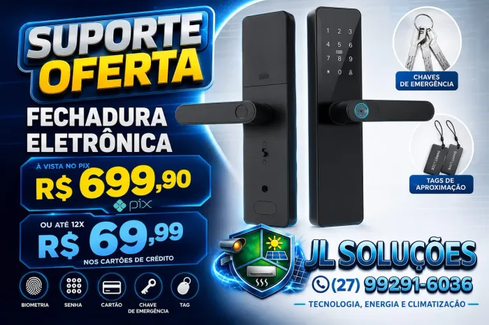Fechadura digital com biometria, senha , tag , senha e chave