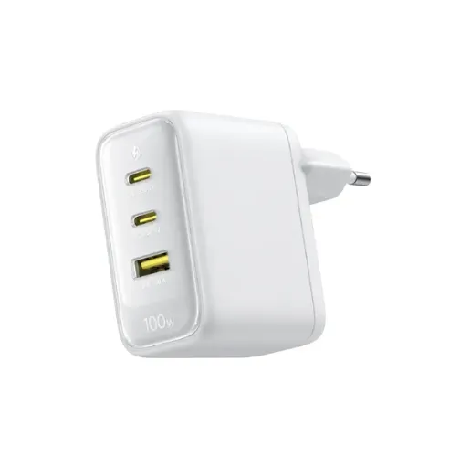 Carregador Baseus 100w Gan Original 2 Usb-c 1 Usb-a Branco