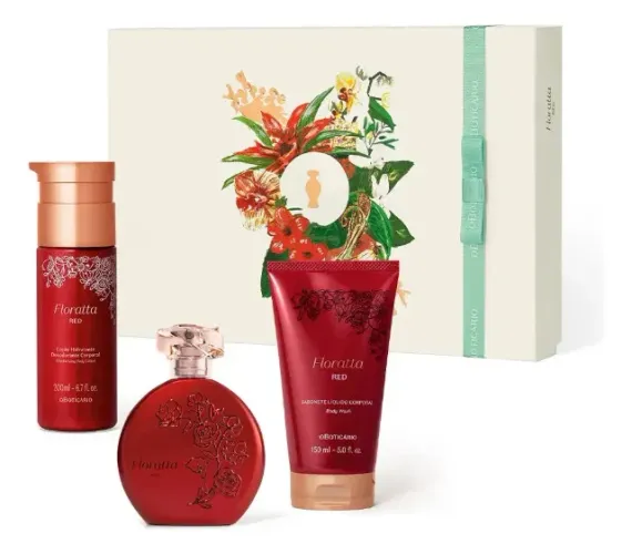 Kit Presente Feminino O Boticário Colônia Floratta Red ( Perfume + Creme + Sabonete ).