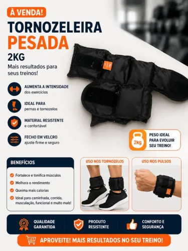 TORNOZELEIRA PESADA 2KG - PAR DE PESOS PARA TREINO ?