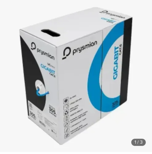 Cabo de Rede LAN U/UTP Prysmian CAT6 Gigabit Azul CMX 4 Pares 24AWG - 305 Metros