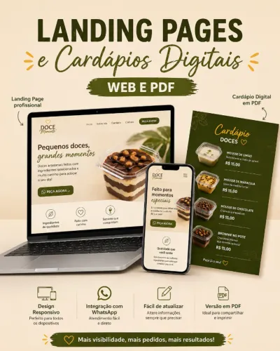 Landing Pages e Cardápios Digitais - Web e PDF