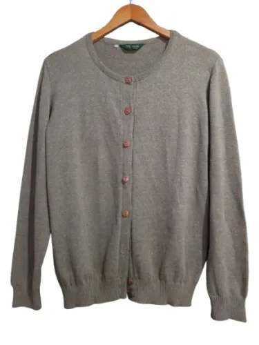 Cardigan Feminino Bege Mescla G - Algodão e Acrílico