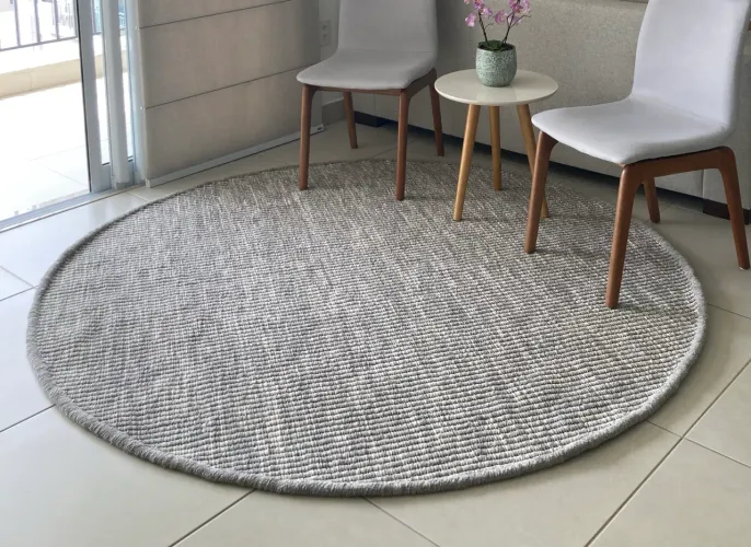 Tapete tear algodão e sisal redondo 1,85m