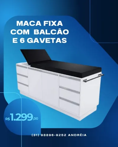 Maca fixa com balcão e 6 gavetas 