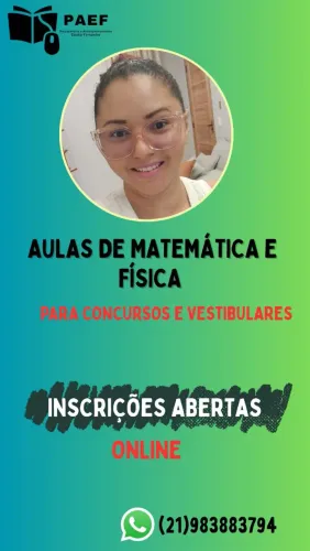 Professora de matemática e física para concursos e vestibulares. 