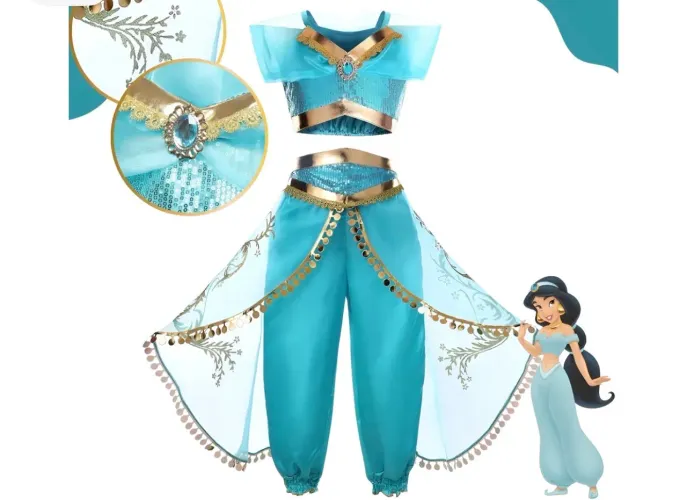 Fantasia Infantil Princesa Jasmine - TAM. M (4 a 6anos)