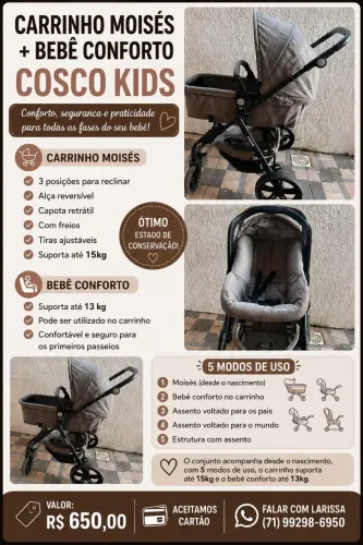 Carrinho de bebê Cosco
