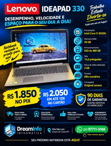 Notebook Lenovo I7 Com Placa de Video 2g ssd de 480g e 20g de memoria W11