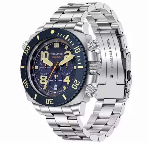 Relógio Feelnever Cronógrafo Diver 500m Seiko VK63 Meca quartz NOVO NÃO É USADO!