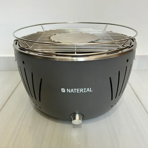 Churrasqueira Portátil a Carvão 23x35cm Table Grill Cinza Escuro Naterial