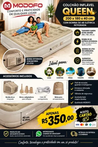 Colchão inflável modafo 200 x 180 x 40