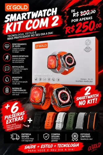 2 smartwatch acompanhado com 6 pulseiras