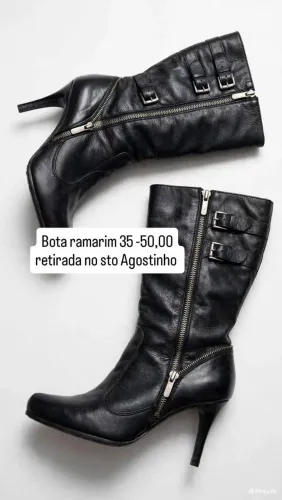 Bota em couro ramarim 35 preto conforto