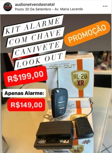 Alarme Automotivo com Controle Chave Canivete Look Out Carro Universal Veicular