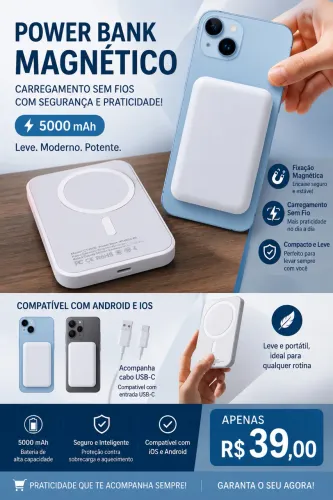 Power Bank Magsafe 5000mah | Ios | Android Portátil