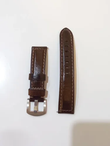 Pulseira relógio couro legítimo 20mm, engate rápido, Marrom escuro.