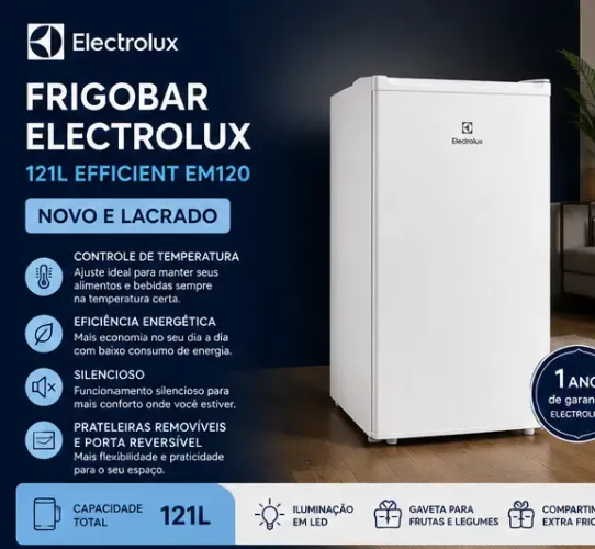 Frigobar Electrolux EM120 121L 127V - NOVO LACRADO