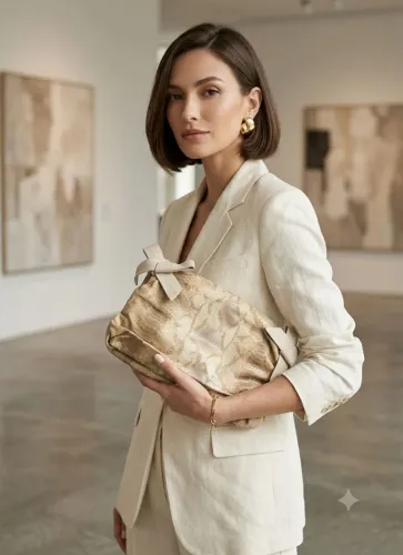 Bolsa clutch em couro (Piton)