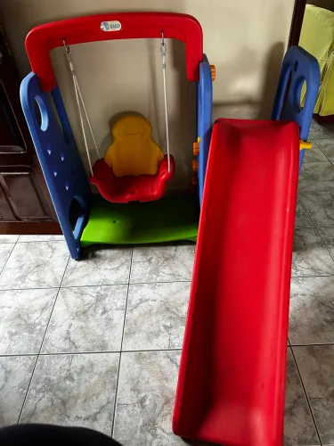 Playground infantil escorregador + balanço 3 em 1 (vermelho/azul/amarelo) Barzi 