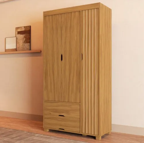 Guarda-Roupa 3 Portas Bela 0,89 m Nature - MADEC/VJ MÓVEIS / pronta entrega