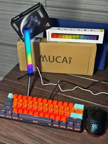 Kit Teclado Mecânico Mucai + Mouse Gamer Rgb + Brinde Barra de led