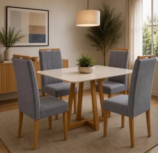 Conjunto de Jantar Altiva 120 com 4 Cadeiras
