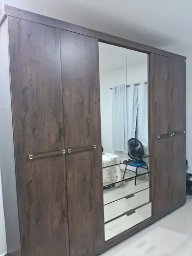 Guarda-Roupa Casal 6 Portas Bater 4 Gavetas Linhares Panan Roupeiro - Cafe