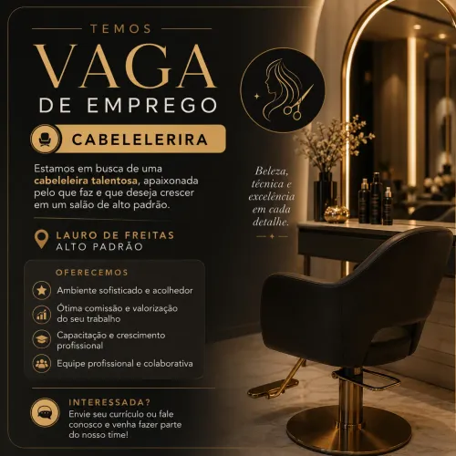 Vaga para Cabeleireira - Salão de Alto Padrão | Lauro de Freitas