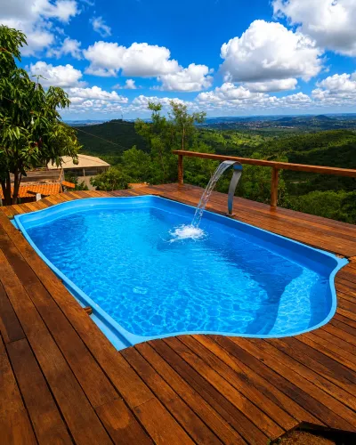 Piscina de Fibra Premium modelo Jade de 5 metros design moderno em Promoção de Fábrica.