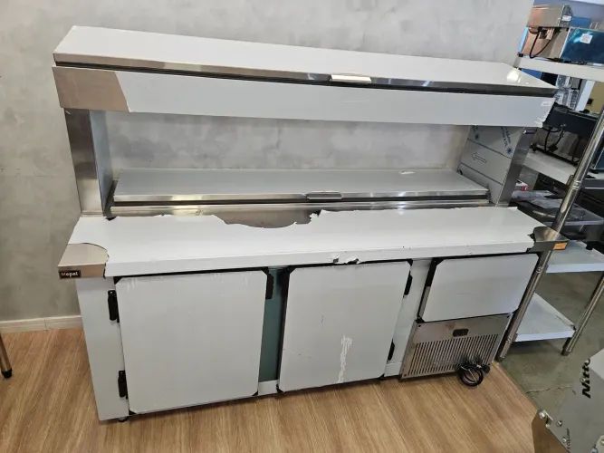 balcão condimentadora dupla refrigerado inox 1,90m