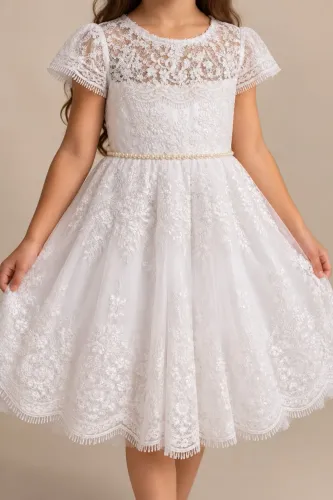 Vestido infantil Branco Renda
