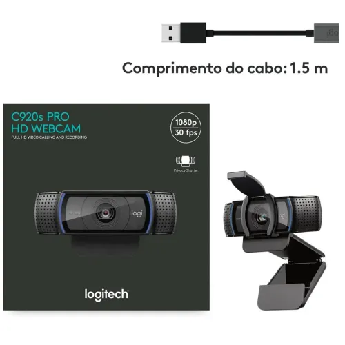 Webcam Logitech C920 Full HD 1080p Preta