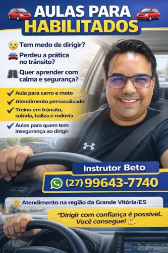 Instrutor de trânsito para habilitados de moto e carro.