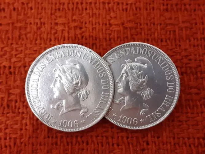 Broche Alfinete Vintage de Prata - Moedas Antigas 500 Réis (1906)