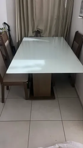 Mesa tampo de vidro 