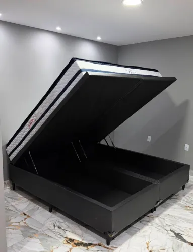 Cama Baú King bipartida Com Colchão Blue Molas ensacadas individualmente