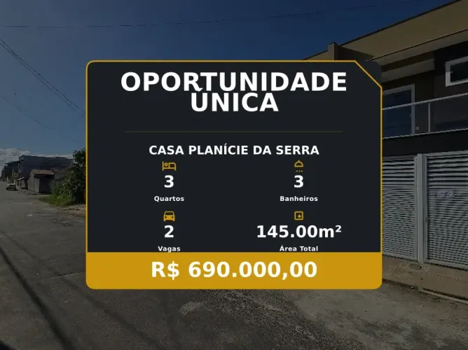 Linda casa em Planície da Serra com 3 quartos e 1 suíte!
