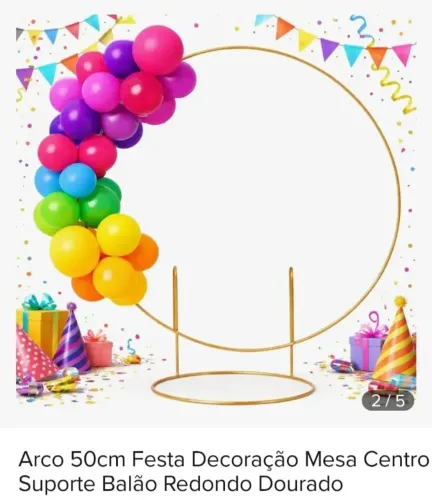 Arco 50cm Festa Decoração Mesa de Centro Suporte Balão Redondo Dourado