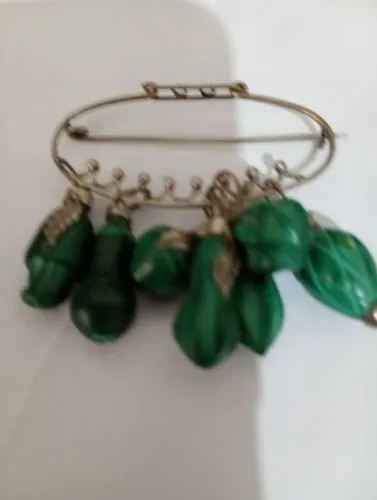 Broche Balangandã de prata com pedras verdes verdadeirasverdes