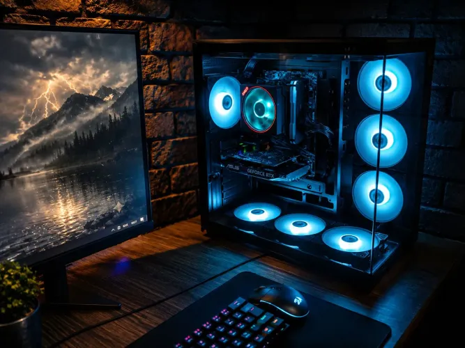 Gabinete Aquário Gamer Com 10 Fans Rise ARGB (Acessório novo)