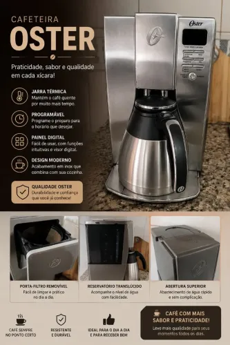 Cafeteira Oster Inox com Jarra Térmica - Excelente Estado