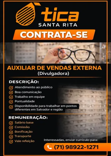 Vaga para divulgadora externo (auxiliar de vendas)