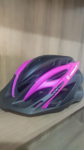 Capacete Ciclismo Absolute Preto/Rosa com Sinalizador LED Integrado - Novo Zero / Sem Uso