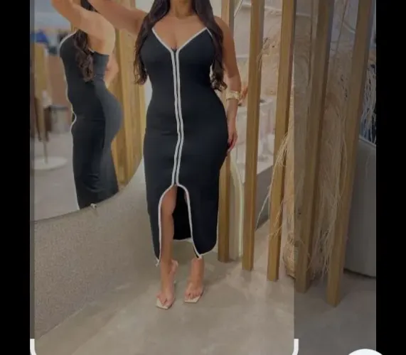 Vestido MIDI longo canelado 