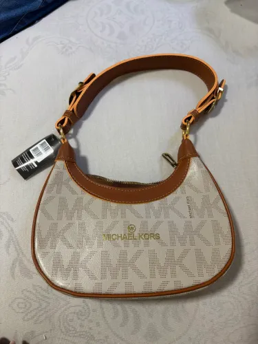 Bolsa Estilo Michael Kors Linha Premium Monograma Bege - Nova