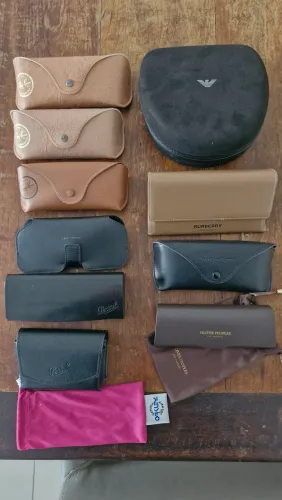 Kit 11 cases diversas marcas. Ray-Ban, Persol, Burberry, Armani, Oliver Peoples,Oakley.