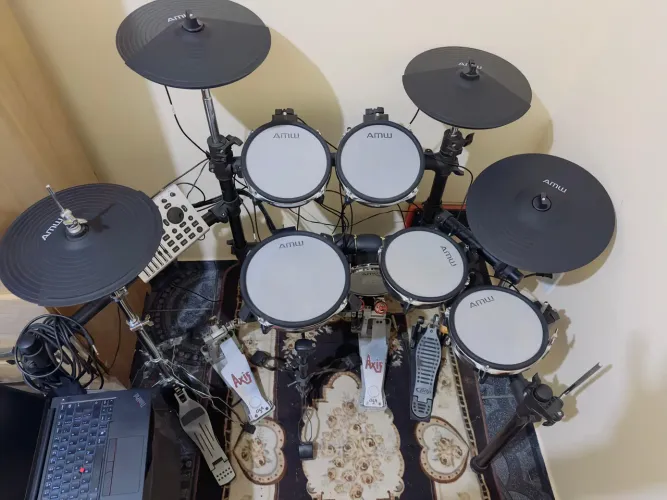 AMW ED11 Pro Bateria Eletrônica All Mesh Dual Real Hi Hat Condução Tri zone Pratos Dual